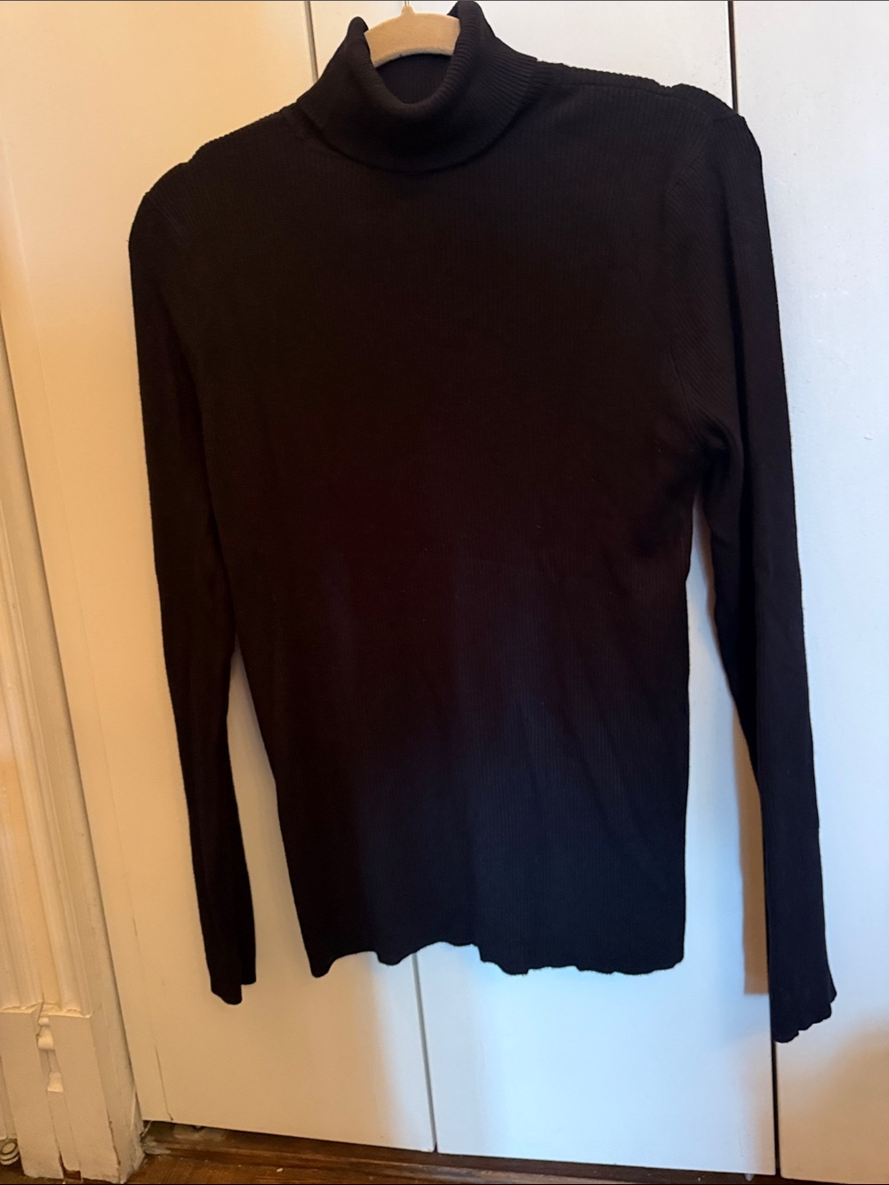 Chico's Black Ribbed Turtleneck Long-Sleeve Top